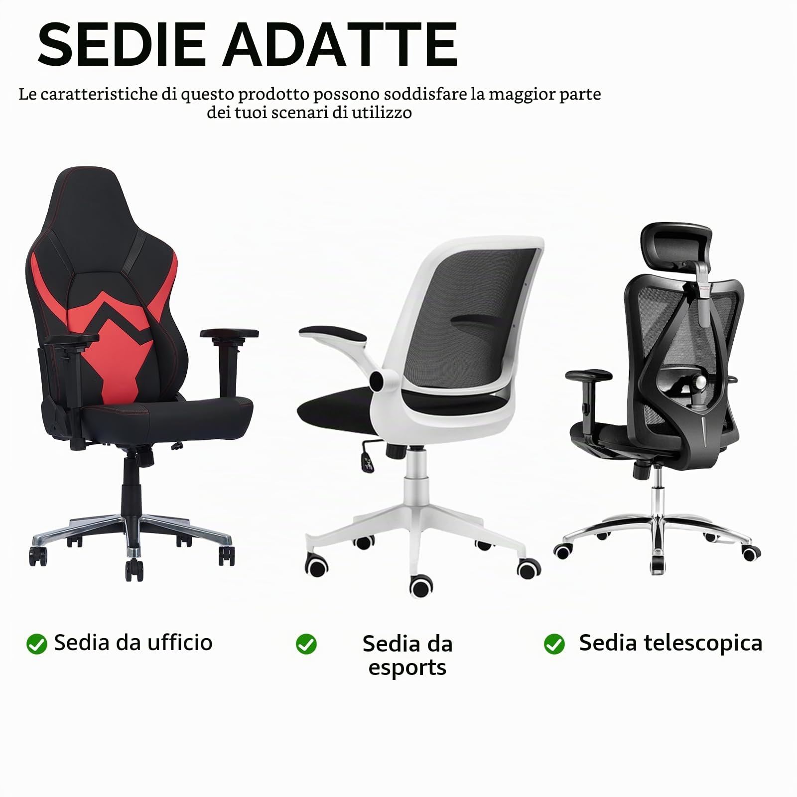 Rivestimento per sedia da gioco, rivestimento per sedia da ufficio, rimovibile, lavabile, universale, elasticizzato, elasticizzato, per computer, sedie da ufficio, sedia girevole