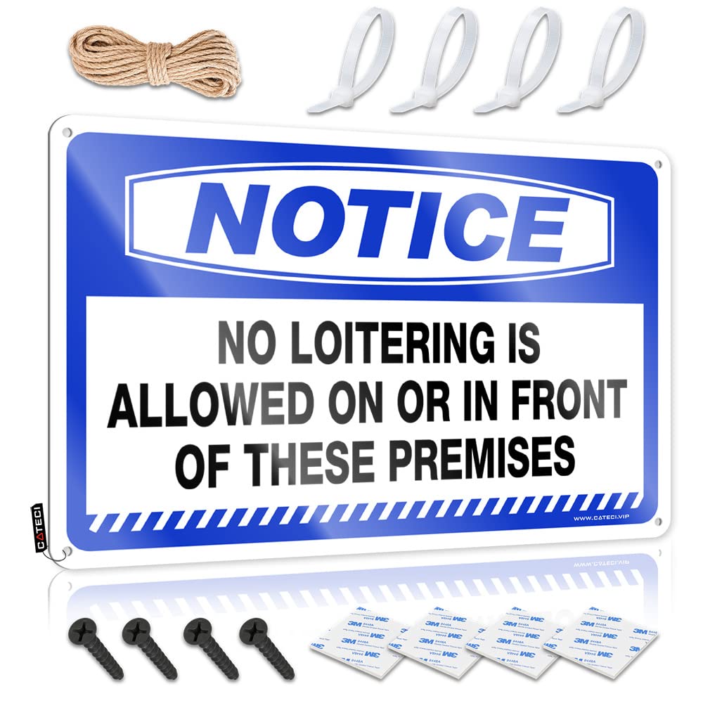 Matal Sign Clock Ready To Hang - Notice No Loitering Is Allowed On Or In Front Of These Premises Gift For Electrician For Tiki(20X30CM)