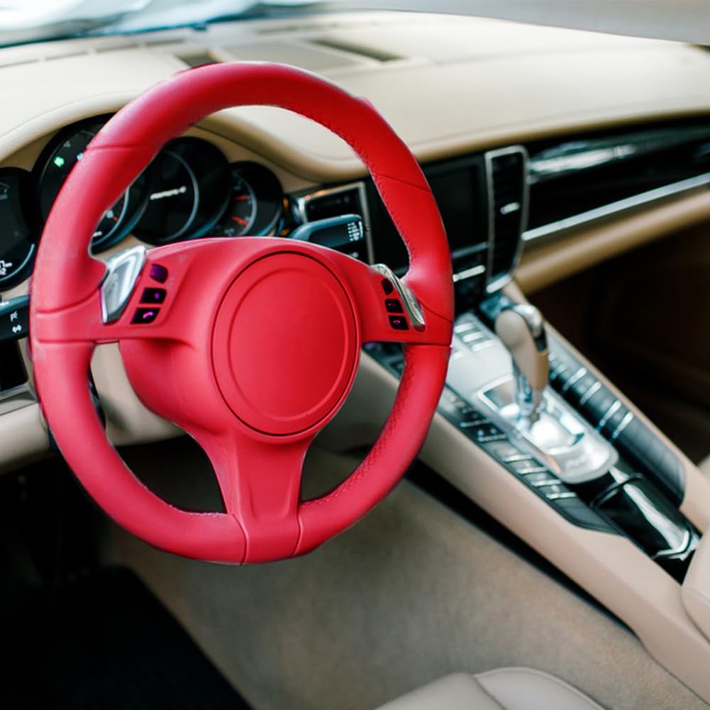 11.8" L x 59" W Suede Fabric Wrap Microfiber Fabric Self-Adhesive Suede Look for Car Interior Red Self Adhesive Film Sticker DIY Elastic Peel Stretch Film for Furniture Decor