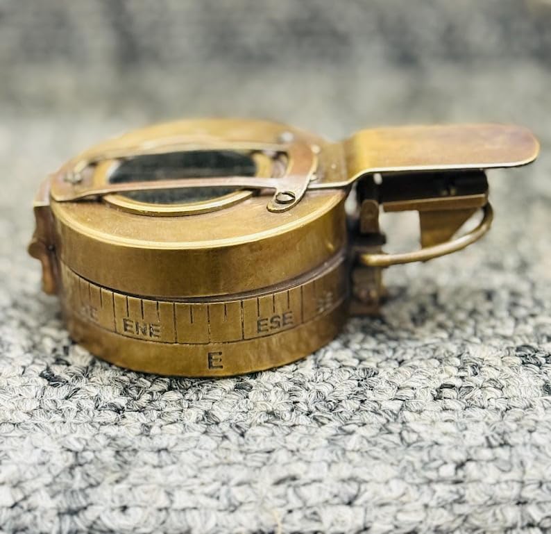 Brújula de bolsillo vintage de latón marino hecha a mano, antigua, para marinero, barco, 3 pulgadas miniatura 6