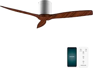 Cecotec Ventilador de Techo EnergySilence Aero 5500 Aqua IronBlack Connected, Motor DC 40W, Diámetro 132 cm, Bajo consumo, Wifi, Mando, Exteriores, Temporizador, Verano e invierno, Silencioso