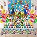 Mario Birthday Party Supplies, Party Decorations Set Include Banner, Backdrop, Balloons, Hanging Swirls, Cake Cupcake Toppers, Tablecloth for Boys Girls Mario Theme Party