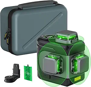 Fanttik D12 PRO Laser Level 3 x 360°, Self-Leveling Cross Line Laser with LED Screen, 3D Green Cross Line, 5200 mAh Battery Rechargeable, Pulse Mode, Magnetic Support