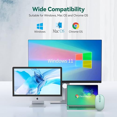 Miniatura 7 de TECKNET Mini mouse inalámbrico, mouse silencioso de computadora de 2.4 G con receptor USB, mouse inalámbrico portátil de 4 botones para laptop, PC,