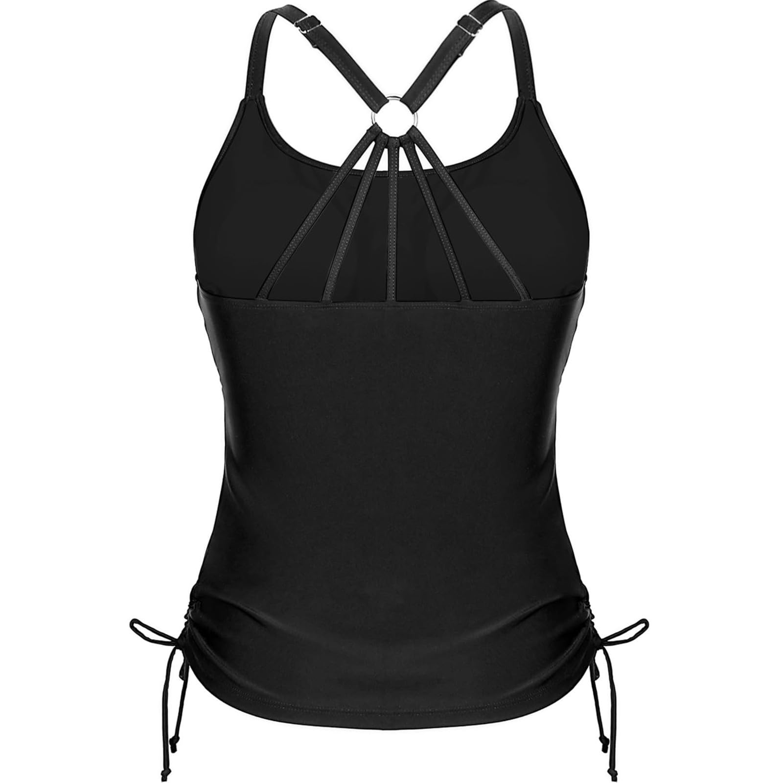 Generisch Conjunto de bikini para mujer, traje de baño para mujer, parte superior de bikini con cordones, aros, cobertura completa, push-up, parte superior sin vientre, cinta trasera, parte superior
