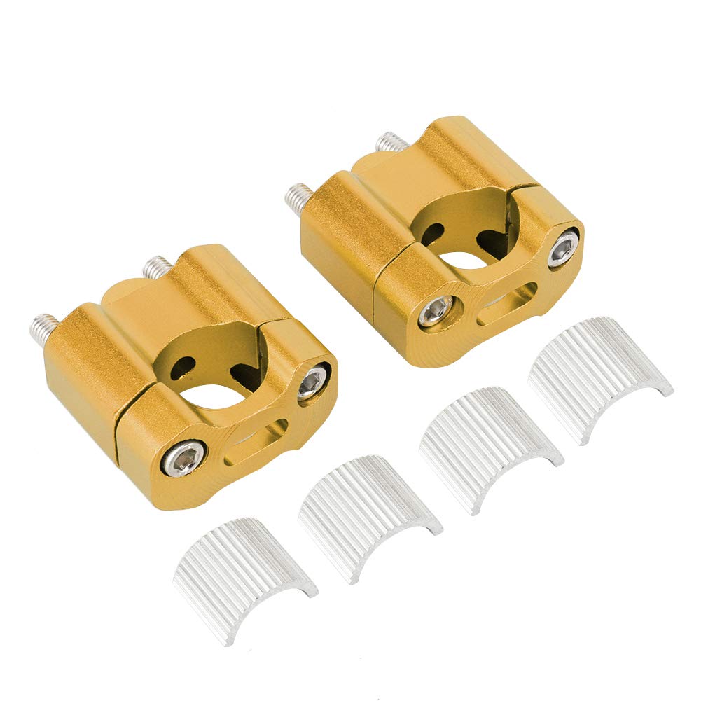 Riser Manubrio Moto, Coppia 22mm / 28mm 1/8in 7/8in Morsetti per Montaggio Manubrio Moto Adattatore Riser Morsetti Manubrio in Lega di Alluminio CNC con Guarnizione e Vite (Oro)