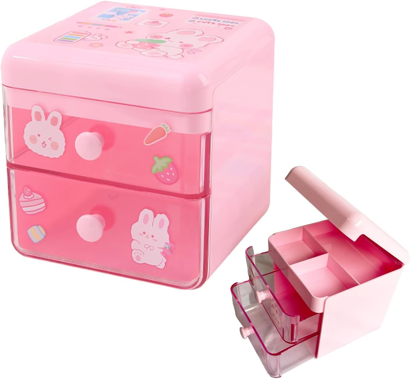 QUIRA Cute Small Drawer Organizer and Openable Top Cover Desk Accessories, Lovely Storage Cabinets box for Office Supplies, Makeup, and Jewelry Accessories (Multicolour)-image-25