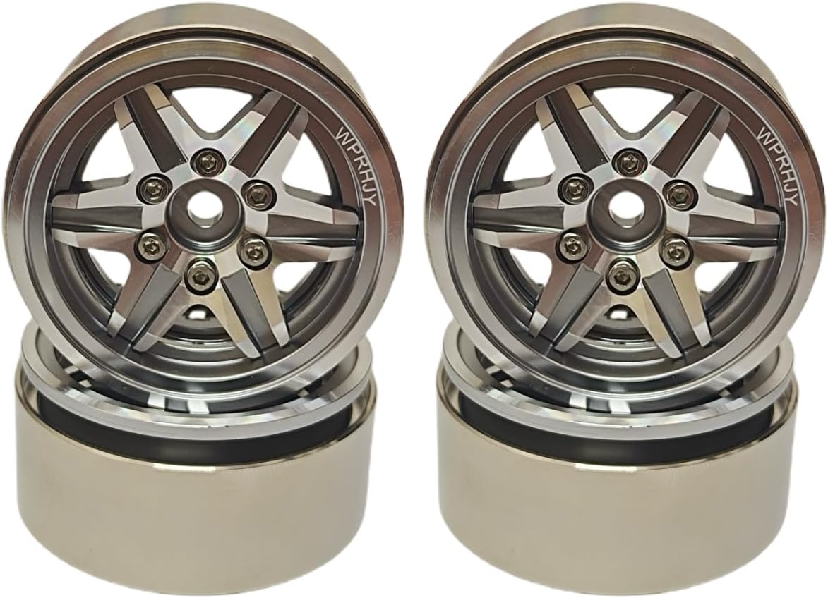 Aluminum 1.9 Beadlock Wheels ，Cool Design Wheel Hub, Set of 4, for 1:10 RC Crawler Axial TRX4 TRX6 SCX10 II 90046 SCX10 III AXI03007 Redcat Gen7 Gen8 (Silver Titanium)