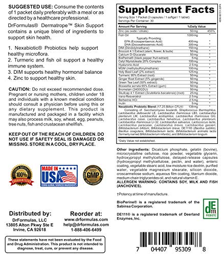 image for DrFormulas Dermtella Clear Skin Support Packs | Pills with Zinc, Probi