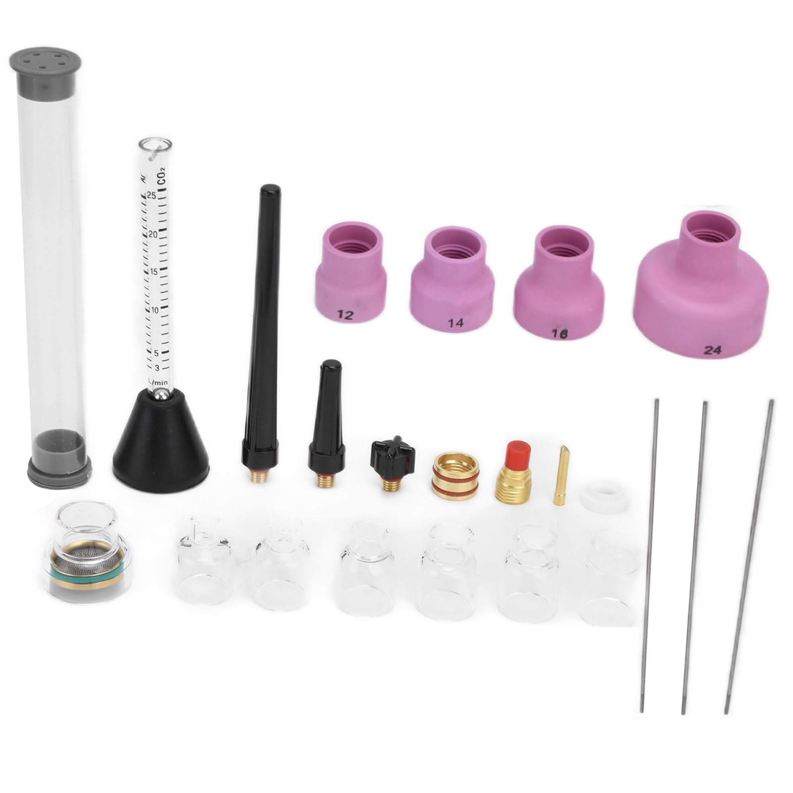 Kit de boquilla de soldadura de de argon Ceramic Gas Flower Medero Aguja de tungsteno 1.6 mm WP20 Accesorios de antorcha resistentes