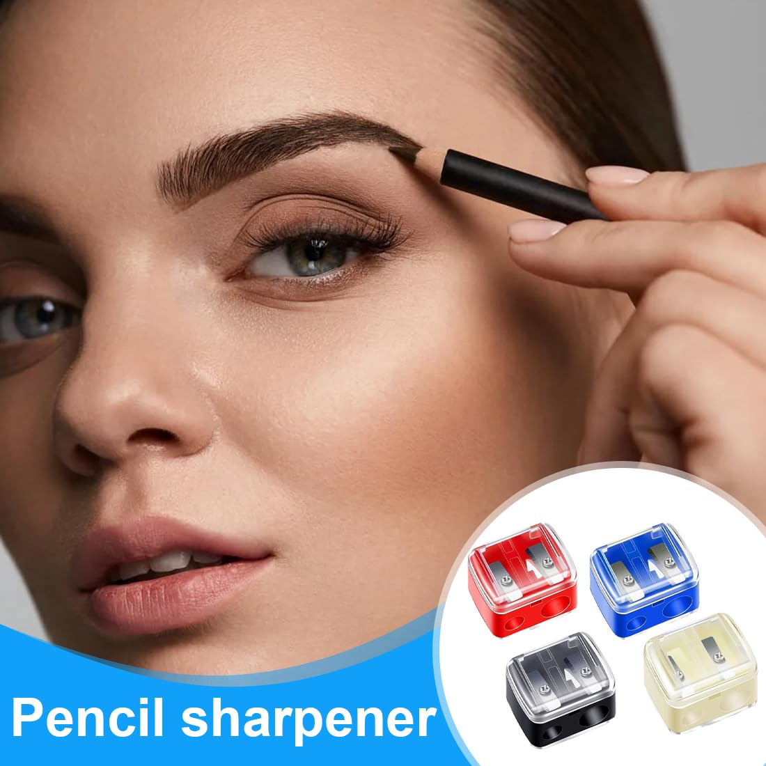 IKOPFLN 4 Pezzi Temperamatite Di Bellezza,Temperino Matita Occhi Con 2 Fori,Temperamatite Trucco,Temperino Matita Labbra,Temperino Doppio Per Matite Cosmetiche