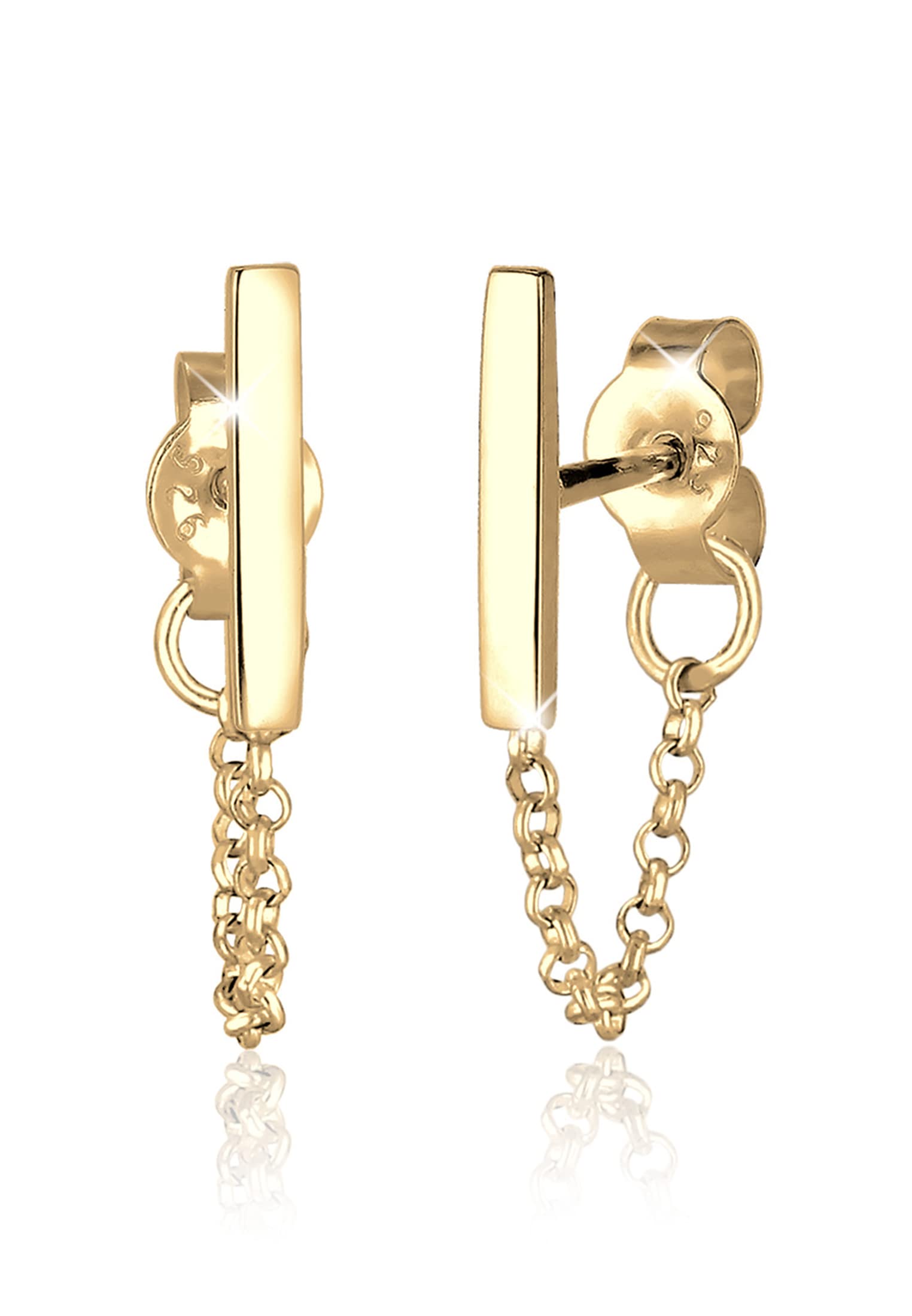 Elli Women Chain Geo Basic Trend 925 Silver Gold Plated Earrings