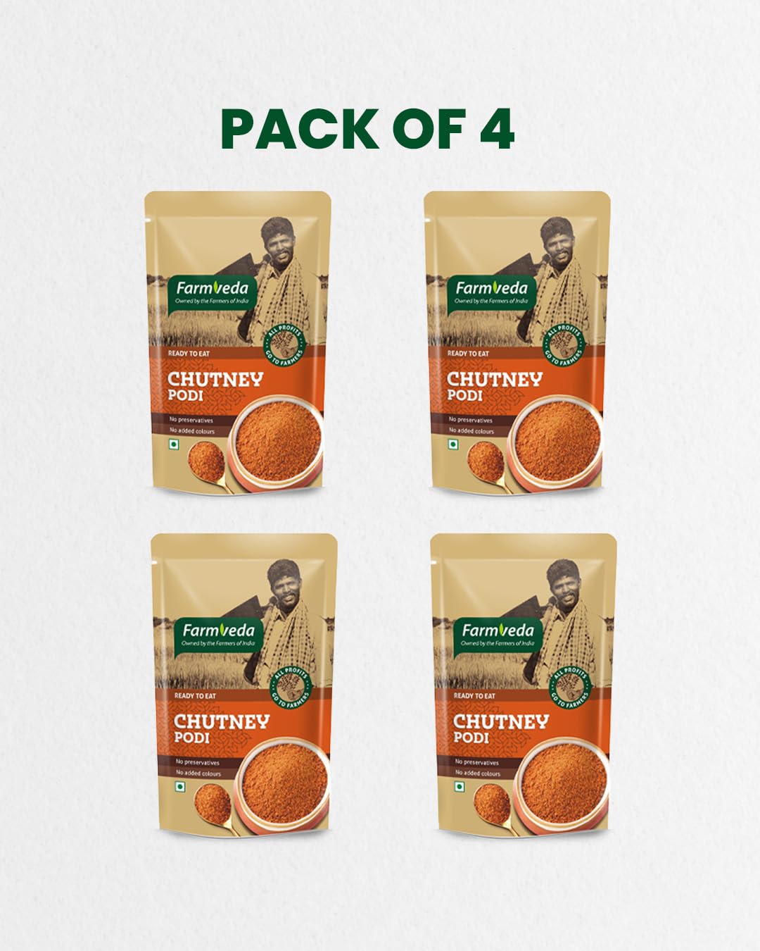 Farm Veda Chutney Podi | 100g (Pack of 4)| Authentic South Indian Spiced Powder | No Preservatives, No Added Colours | Perfect with Idli & Dosa | Ready-to-Eat | Farmer-Owned Brand - Image 3 thumbnail
