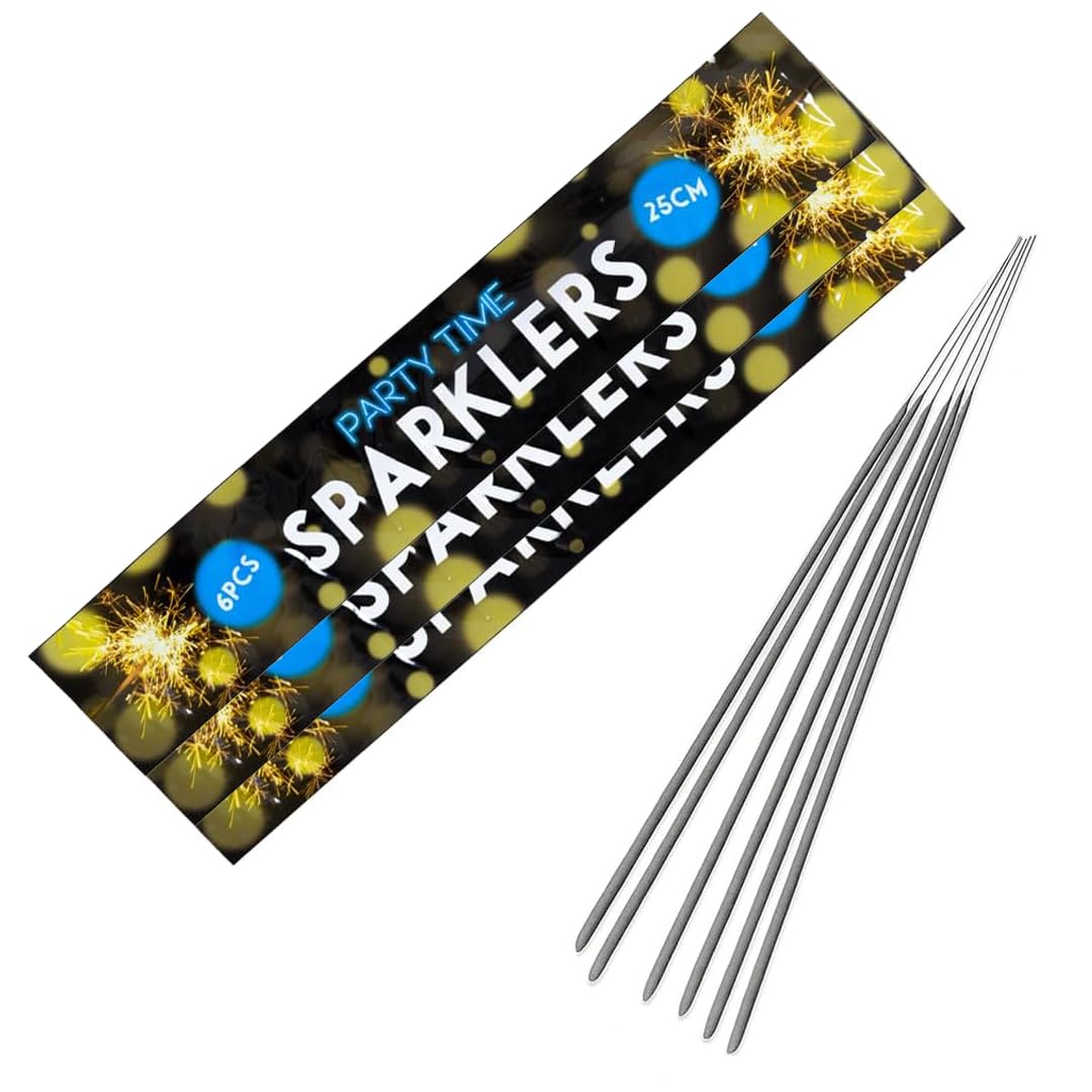 Hand-Held Sparklers 25cm - 3 Pack of 6 - Ideal for Bonfire Night, Halloween, Christmas, and New Year Celebrations - Total of 18 Sparklers