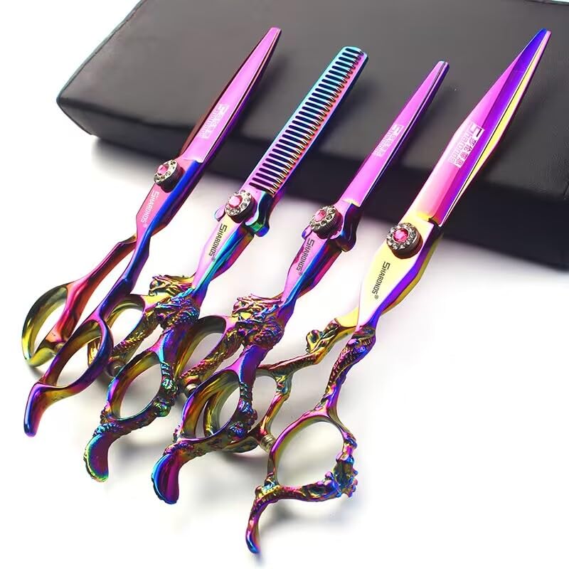 Ciseaux à cheveux japonais Dragon Knight 14 cm violet pour salon et maison