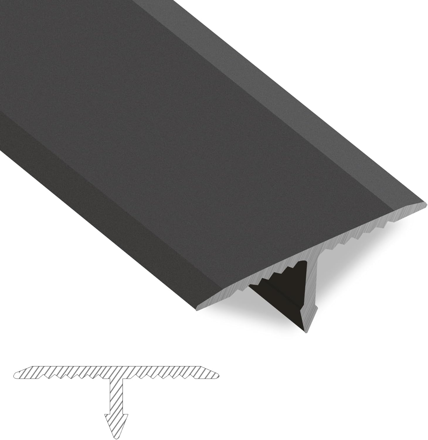 **damaged**Aluminum T-Molding Floor Transition Strips, Durable Flat Divider for Joining Gaps of Laminate Planks Tile, Versatile Trim for Door Thresholds, 2.9 ft x 0.8 in (3 Pcs, Matte Black) 3 Pcs x 2.9 ft x 0.8 in Matte Black