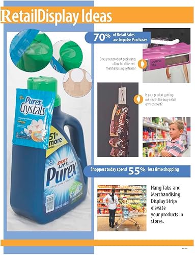 Paquete de 1000 pestañas colgantes con agujero de ranura con adhesivo, pestañas colgantes (1.250 x 1.625 pulgadas) hechas con plástico reciclado