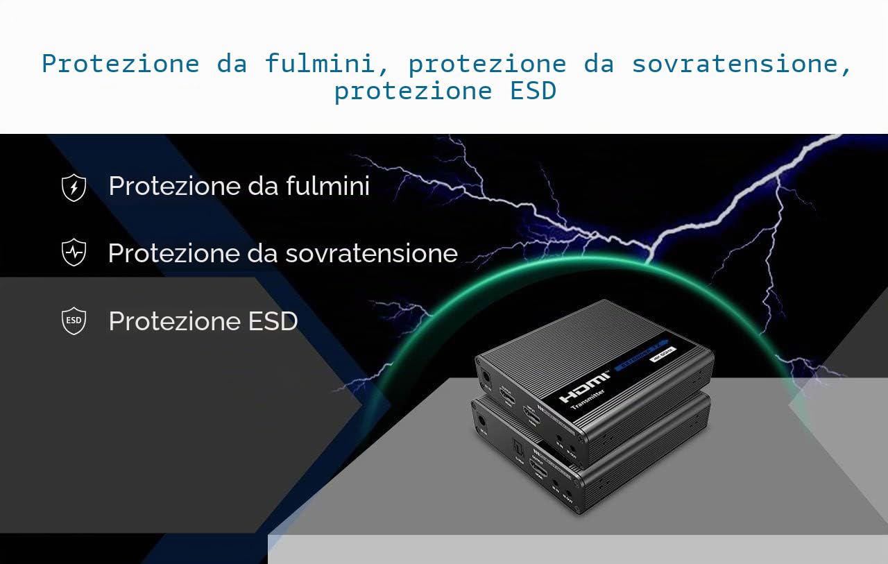 PremiumCord Extender HDMI 4K su 70m Tramite Cavo Patch Cat6 / Cat6A / Cat7, trasmettitore e Ricevitore IR, HDMI 2.0, Arc, risoluzione Video Ultra HD 4K @ 60Hz