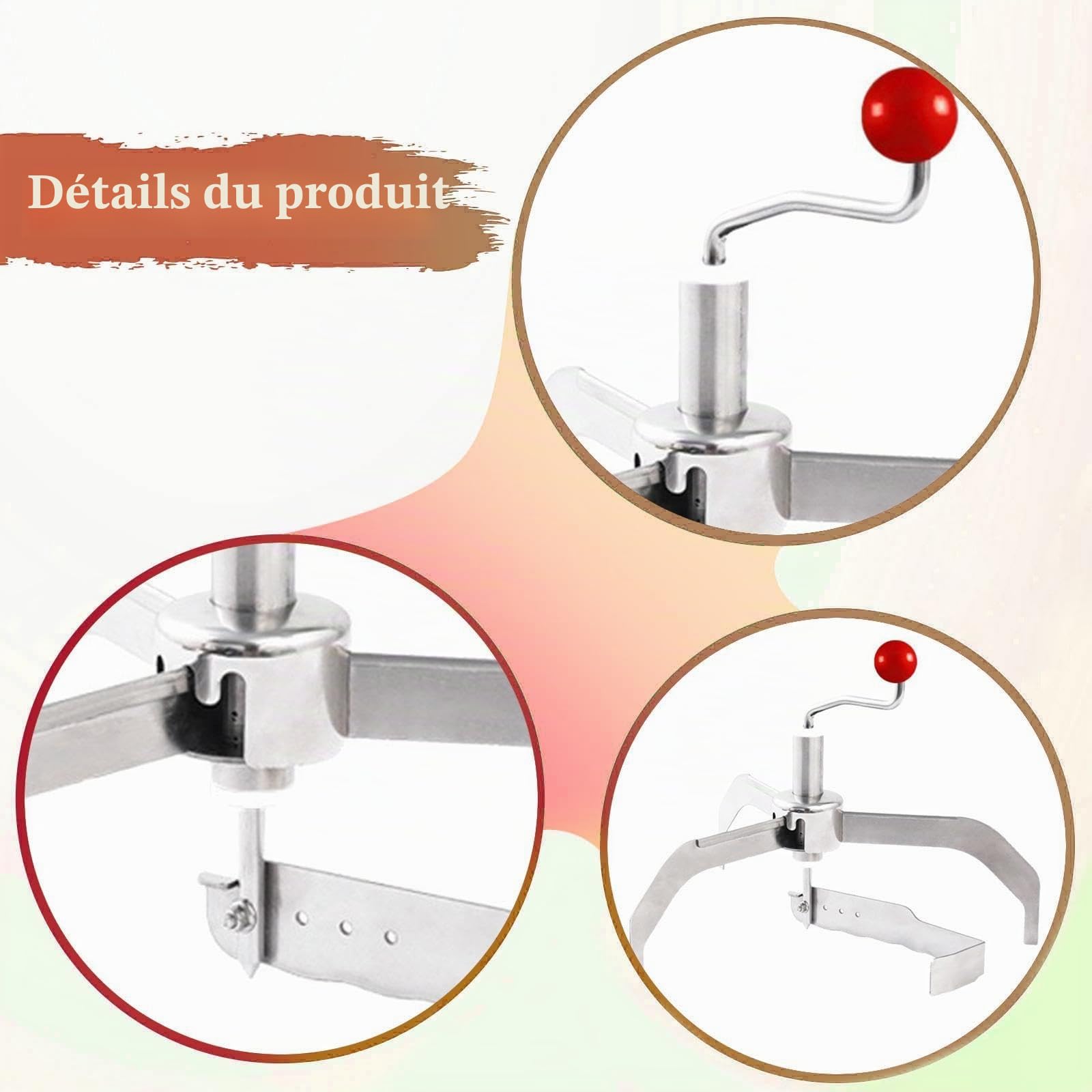 Ronyme Outil à Crêpes Multifonctionnel 4 Niveaux - Épandeur Rotatif Pliable en Acier Inox - Lissage Uniforme Pâte pour Crêpes et Galettes - Idéal pour Cuisiniers Amateurs et Chefs