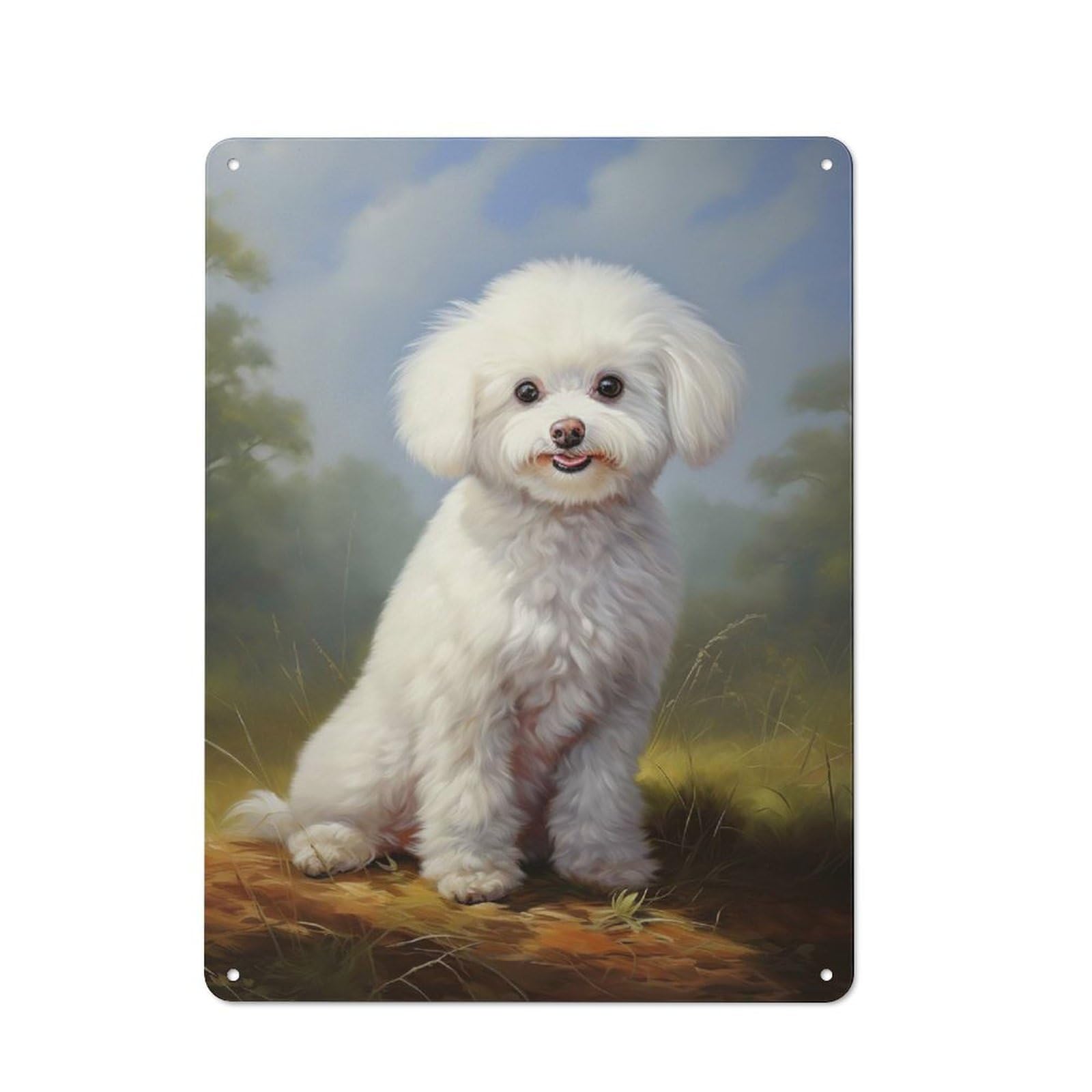 Junmoney Style-9 Garage Style Bichon Frisé Retro Metal Sign 40X30cm, Workshop Wall Decor For Tool Room, Garage, Studio Or Home Bar