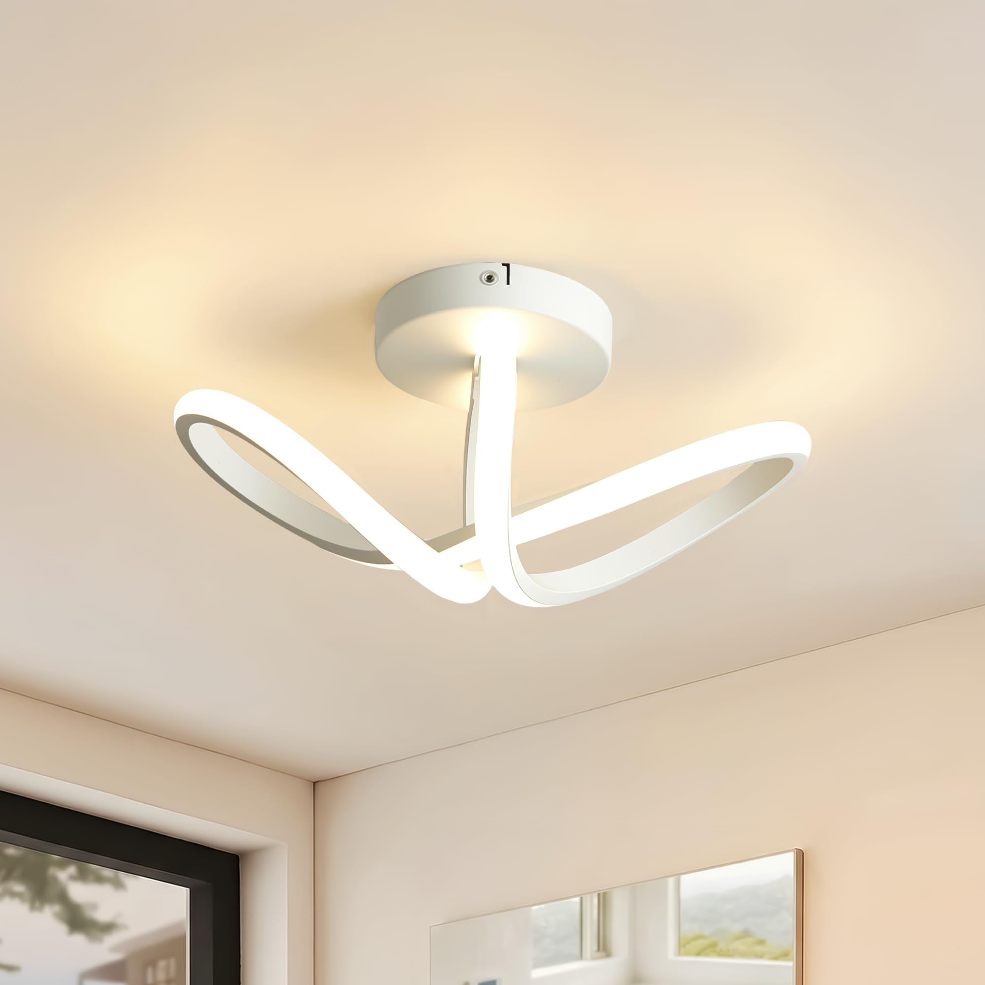 MELAYR Ceiling Lights,19W LED Ceiling Light 3000K/4500K/6500K,1900LM Modern Lighting Fixture for Bedroom Office Kitchen Hallway-Memory Function,31cm,White