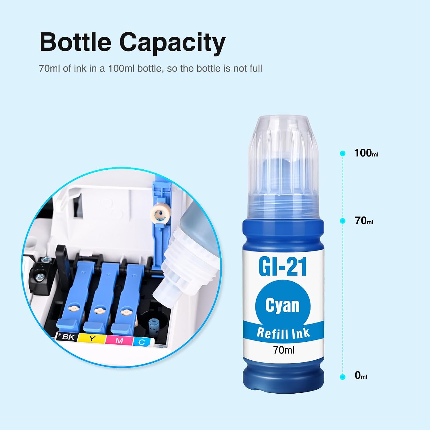 GI-21 G3270 Ink Bottles Replacment for Canon GI-21 Ink Refill Bottles Set Compatible for Canon MegaTank G3270 G3260 G3290 G3272 G4280 G4270 G2270 G2260 G1220 G1230 Printer,4Pack