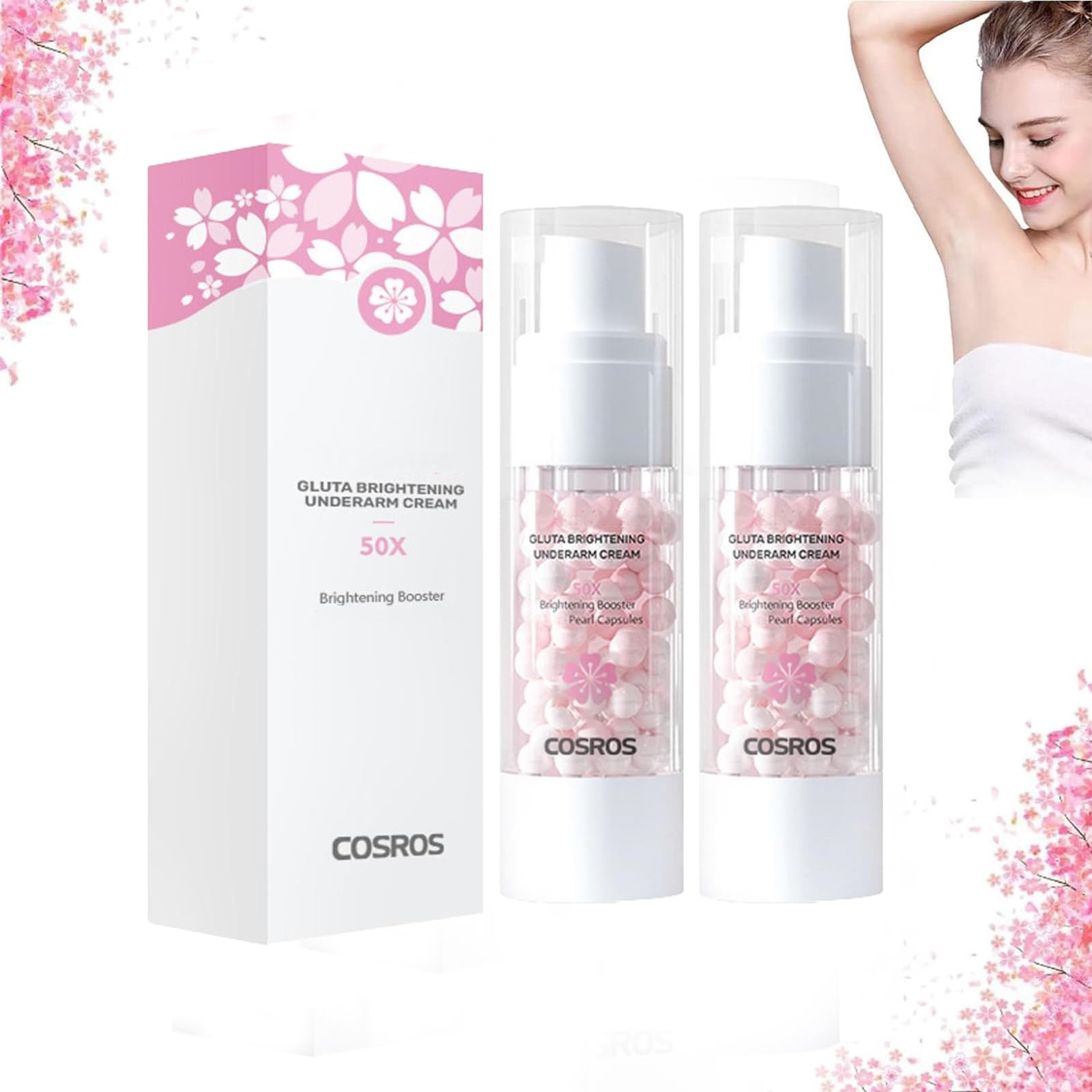 2023 Gluta Brightening Underarm Cream,New Sakura Underarm Whitening Cream, Japan Whitening Cream For Private Parts, Brightening Pearl Capsules… (2 PCS)