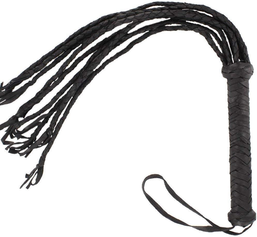 Cat O Nine Tails Black Braided Leather Scourge Whip