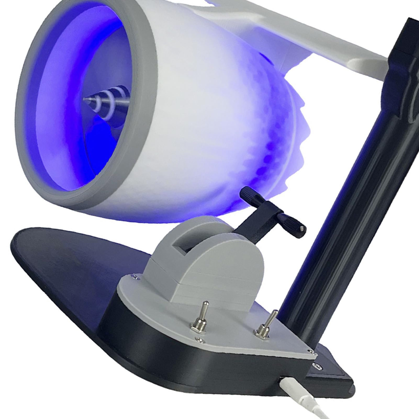 Eujgoov Wentylator Biurkowy USB 2 w 1 Przenośny Wentylator Biurkowy z Nadrukiem 3D z PLA i regulowaną prędkością Nawilżacz Efekt świetlny 50 Ml do Domu, Sypialni, Biura, Użytku w Porze Suchej (BLUE)