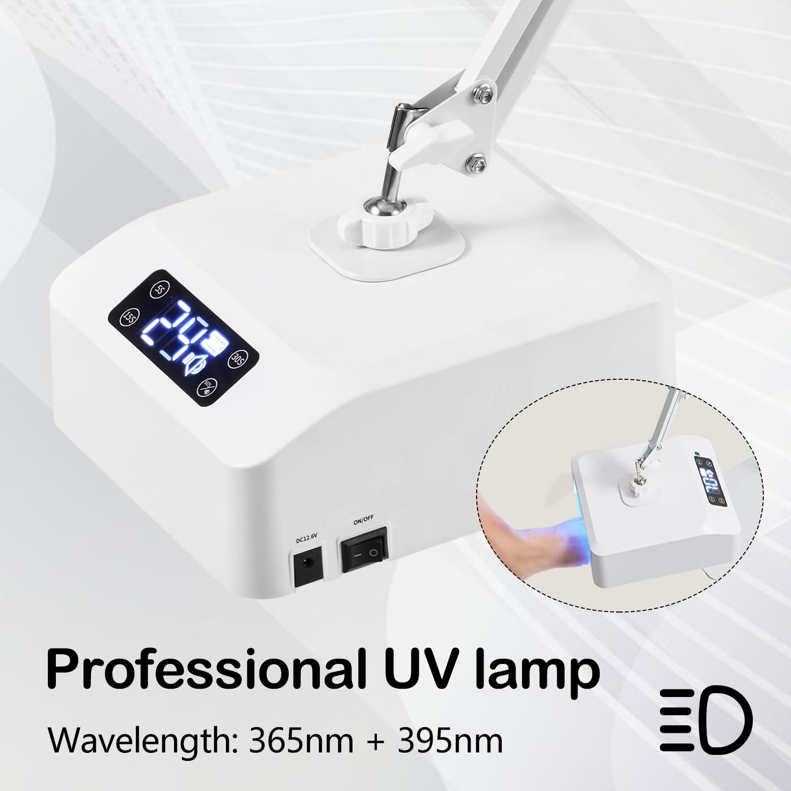 Lámpara UV LED Uñas, Lámpara UV de Pie de 78 W con Temporizador de 15/30/60/90 s Lámpara de Uñas con Sensor Infrarrojo y Pantalla LCD Lampara LED Uñas con Soporte y Portalámparas para Manos y Pies