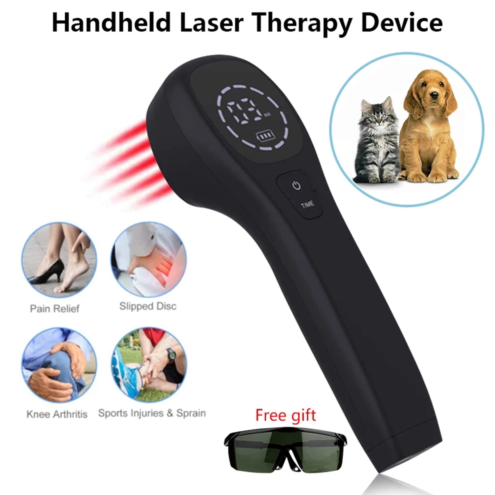 Dispositivo Terapia Laser ASXZ Portatile - Luce Rossa Per Sollievo Dolori Muscoli, Ginocchia, Schiena