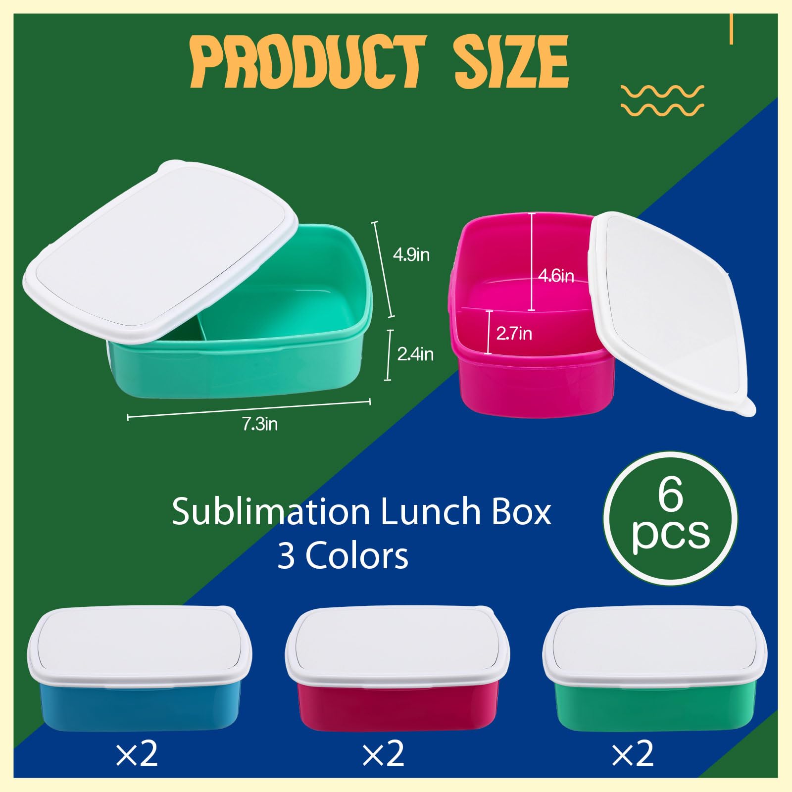 Teenyyou Lonchera de plástico reutilizable con 2 compartimentos, sin BPA, 3 colores, para trabajo, viajes, microondas, congelador, lavavajillas, 6 unidades