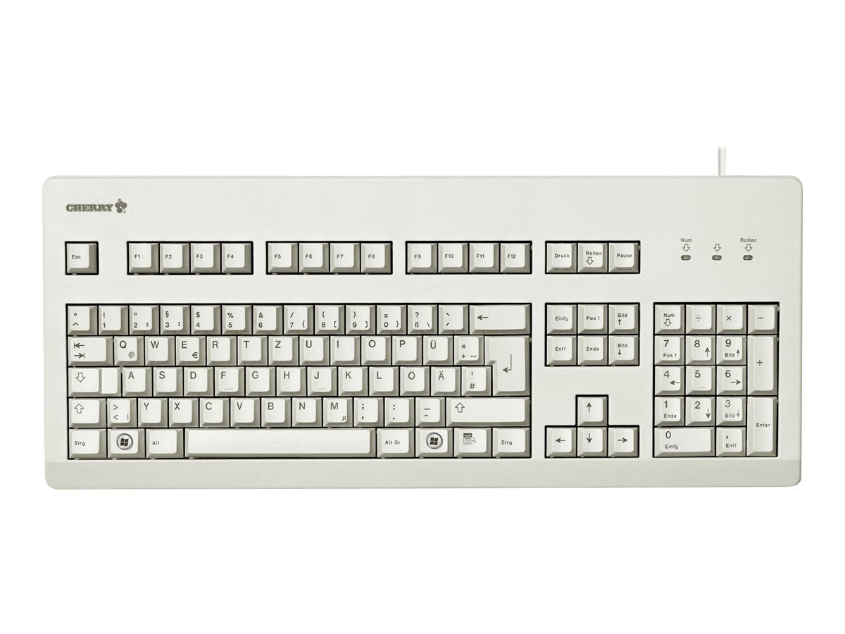 CHERRY G80-3000, Tastiera Meccanica a Filo, Layout per il Regno Unito, (QWERTY), Connessione USB, Robusto, Tasti Programmabili,Interruttori MX BLACK, Grigio Chiaro