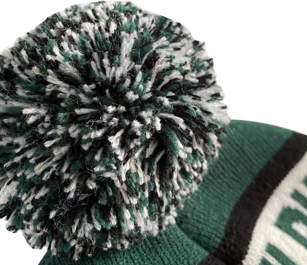 US Flag City Football Embroidery Classic Pom Cuff Philadelphia Beanie Hat Cuffed Winter Soft Beanie Knit Pom Hat Cap Green - Image 7