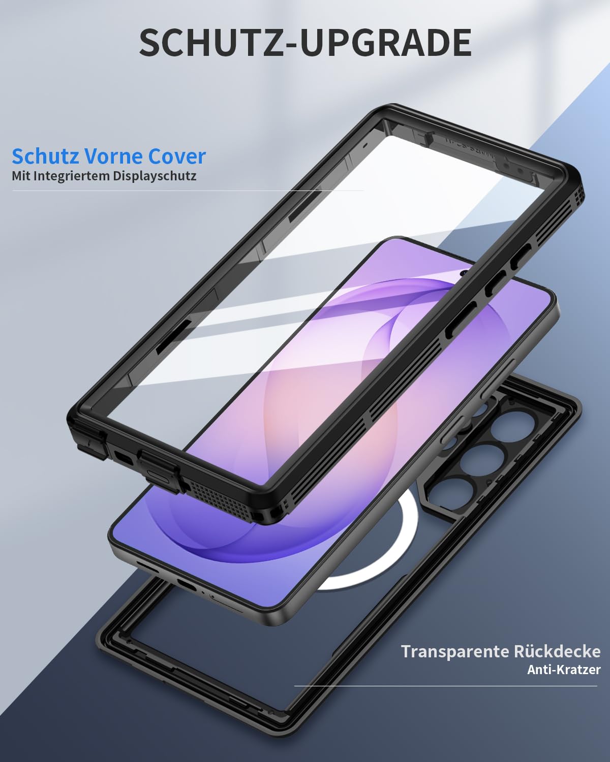 für Samsung Galaxy S26 Ultra 5G Hülle Wasserdicht Kompatibel mit Magsafe, HandyHülle S26 Ultra IP68 wasserdichte 360 Schutzhülle,Stoßfest Outdoor Panzerhülle mit Displayschutz,Schwarz