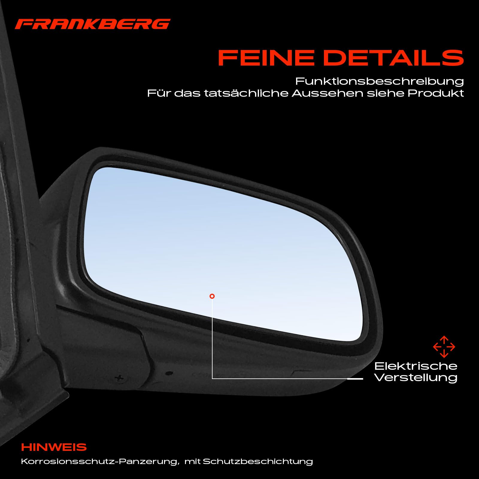Frankberg Specchio Specchietto Retrovisore Elettrico Destra 3-Poli Compatibile con Yaris P1 1999-2003 Yaris Verso P2 1999-2003 Replace# 879100D902