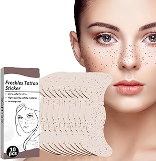 10 Sheets Freckles Tattoo Sticker Waterproof Freckles Tattoos Sticker Fashion Freckle Pad Face Sticker Realistic Natual Freckles Stickers for Lady Face Art Makeup Tool Accessories