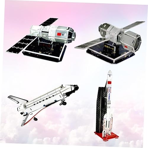 Miniatura 8 de Alasum Rompecabezas 3D para niños, modelo de transbordador espacial, 8 piezas, trabajo a mano, satélite, nave, modelo de artesanía en 3D, naves
