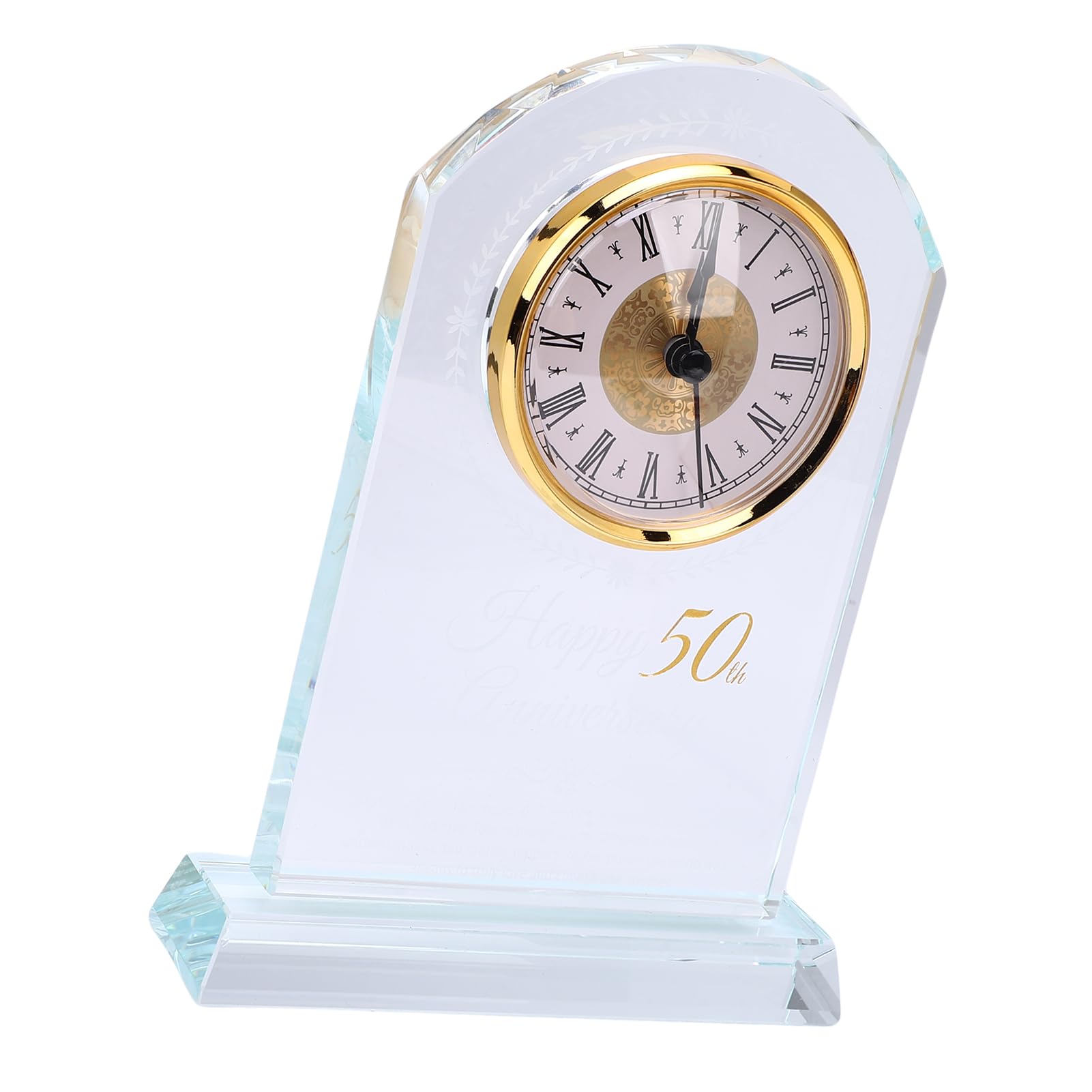 Reloj de cristal moderno grabado en 3D, reloj de mesa decorativo para aniversario, boda, cumpleaños, decoración del hogar y la oficina