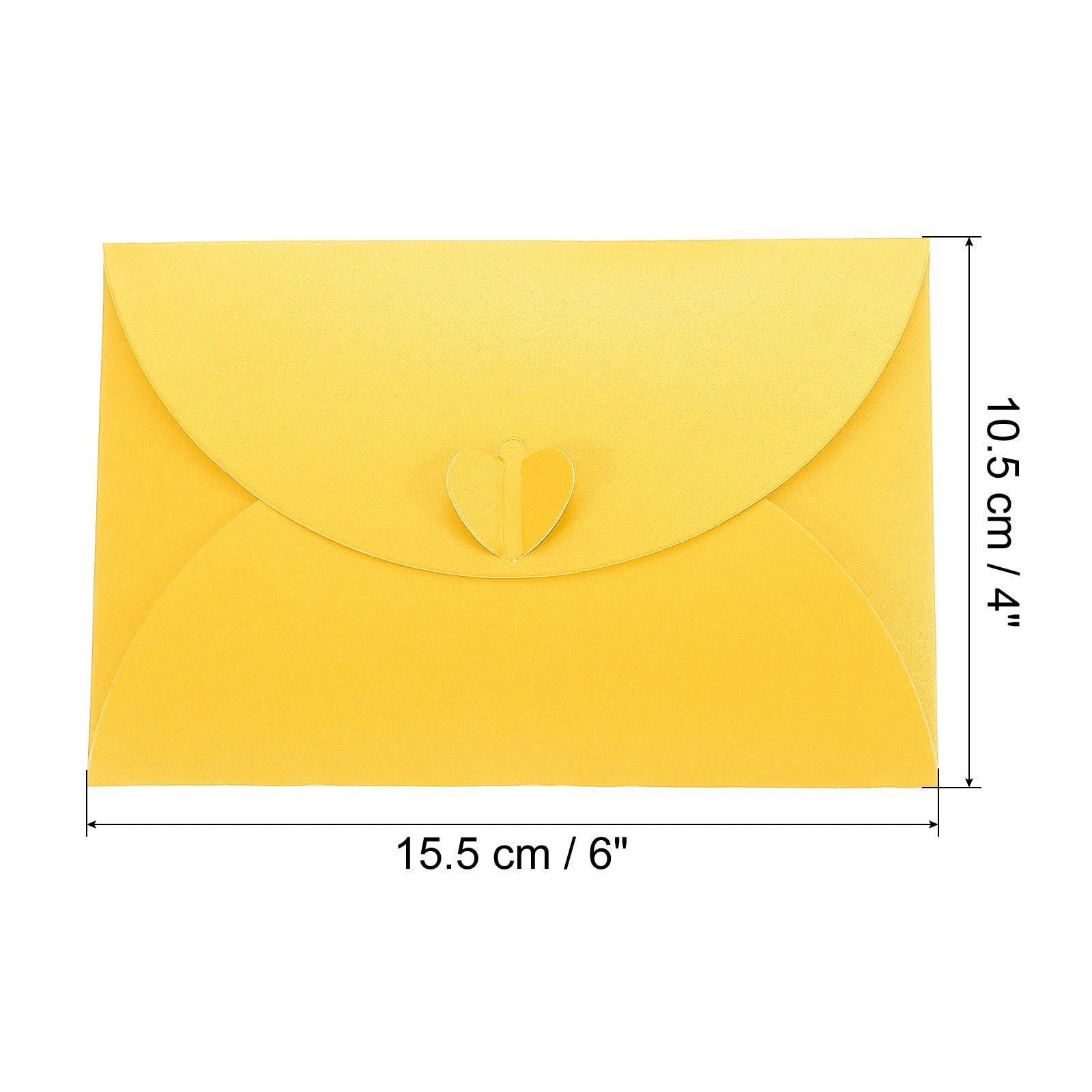 PATIKIL Gift Card Envelopes, 50 Pack Heart Shaped Clasp Photo Gift Card Holders Mini Envelope for Birthdays Weddings Yellow - Image 2