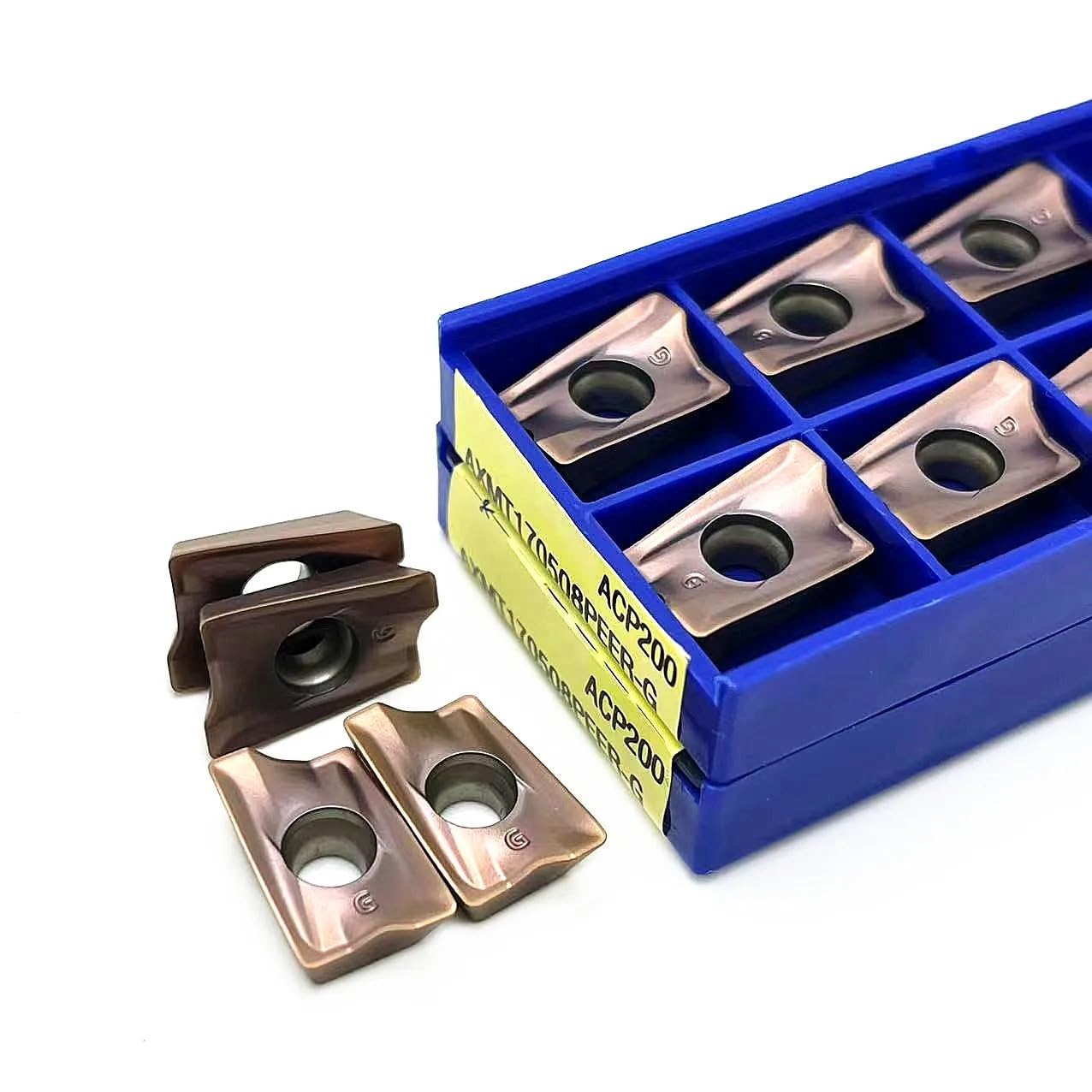 10pcs AXMT123508 -G ACP200 AXMT170508-G ACP200 Carbide Turning Inserts, Carbide Turning Tool CNC Milling Insert Lathe Replacement Cutters Inserts(AXMT170508-G ACP200)
