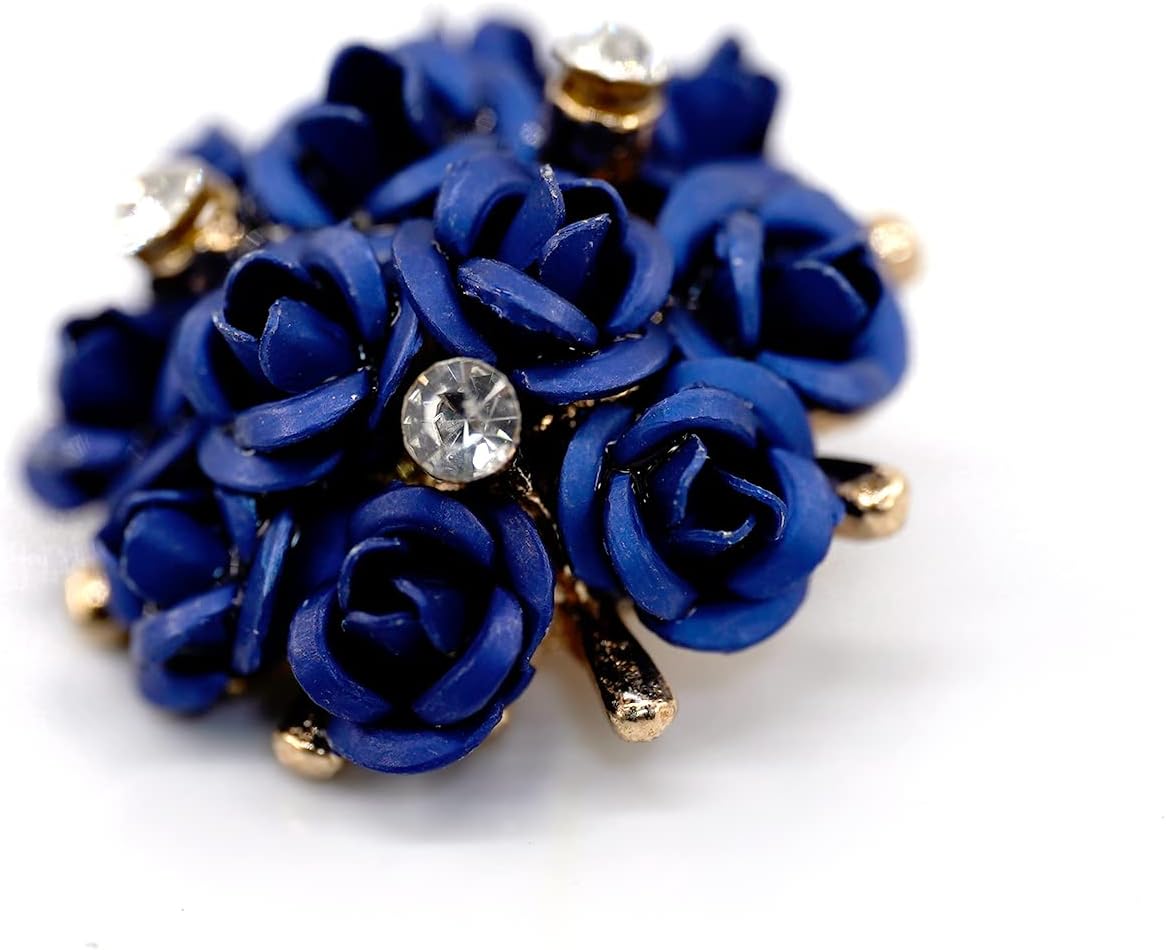 20 pcs Blue Metal Rose Bouquet with Shank Sewing Coat Buttons -20mm -13/16"