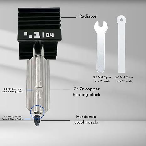 Jectse Bamboo Lab H2D High Flow Hotend Kit, with 0.4mm Hardened Steel Nozzle, Up to 500 to 650℃, Precise Print Head, for Lab H2D H2S HF Extrusion