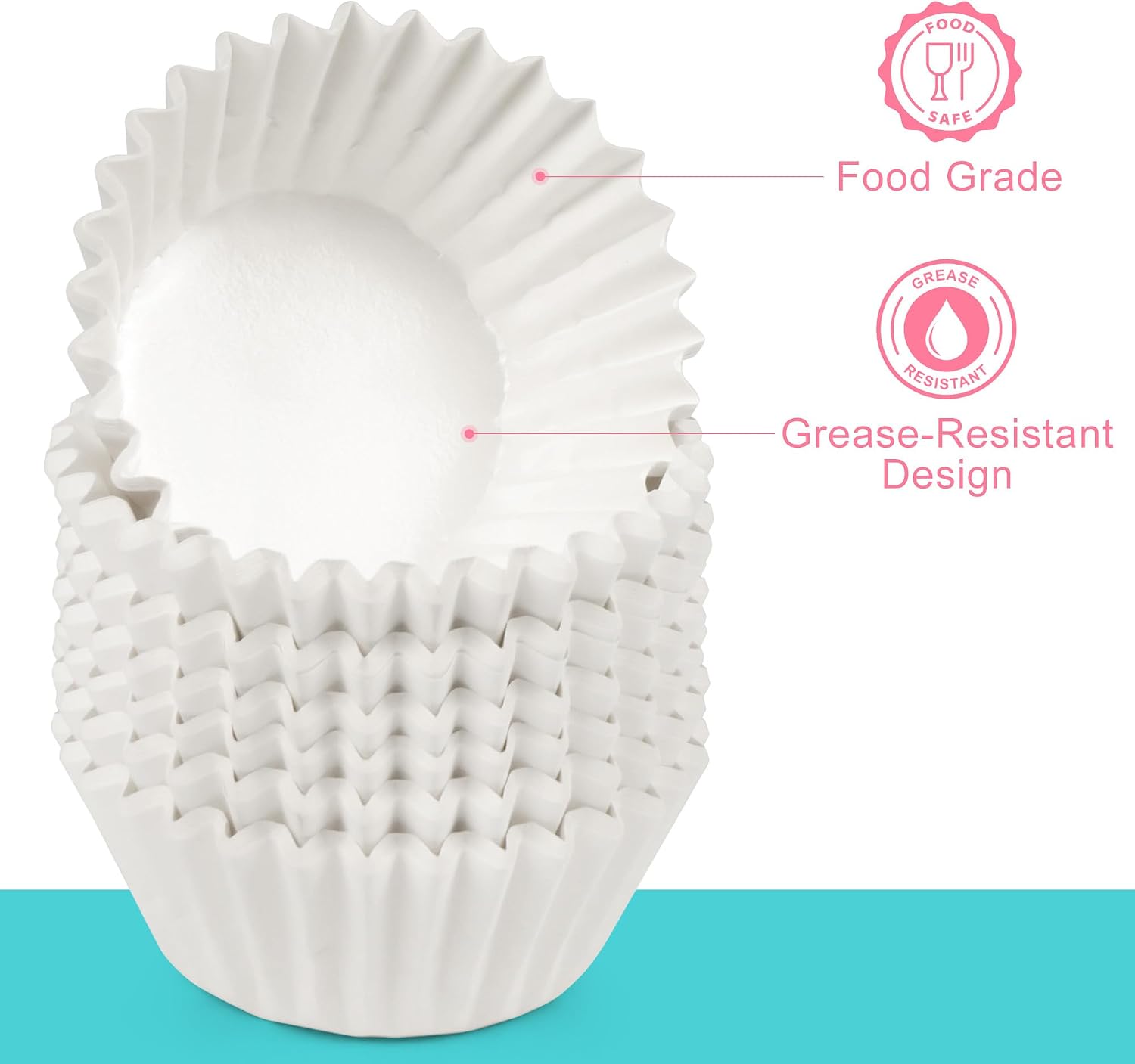 LotFancy 200pcs Heavy Duty White Cupcake Liners, Standard Muffin Liners