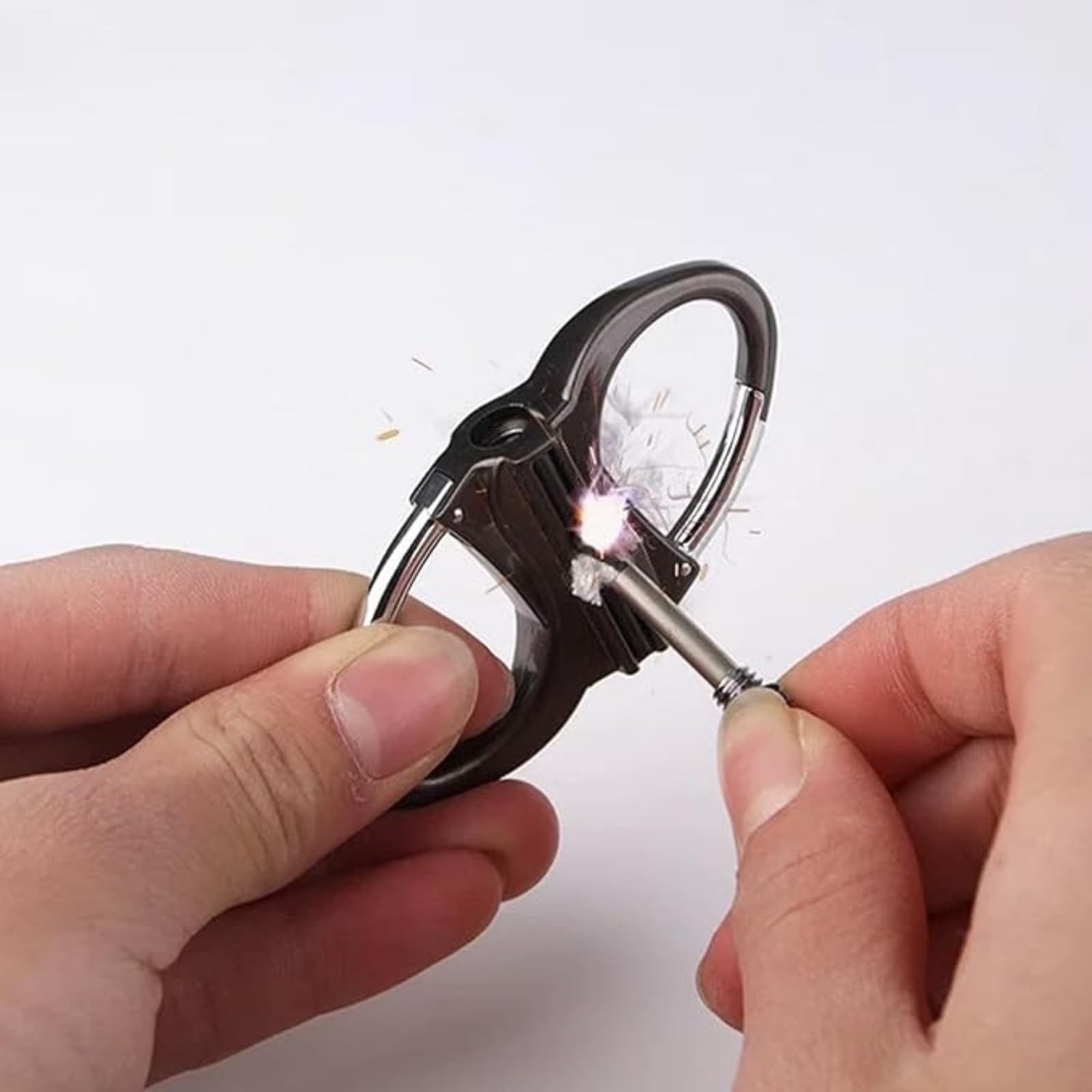 2025 New Lighter Key Chain, Metal Match Keychains, Novelty Keychain Lighter for Release, Gift for Men Women, Outdoor, Camping, Car, Home, Emergency Use (Silver)