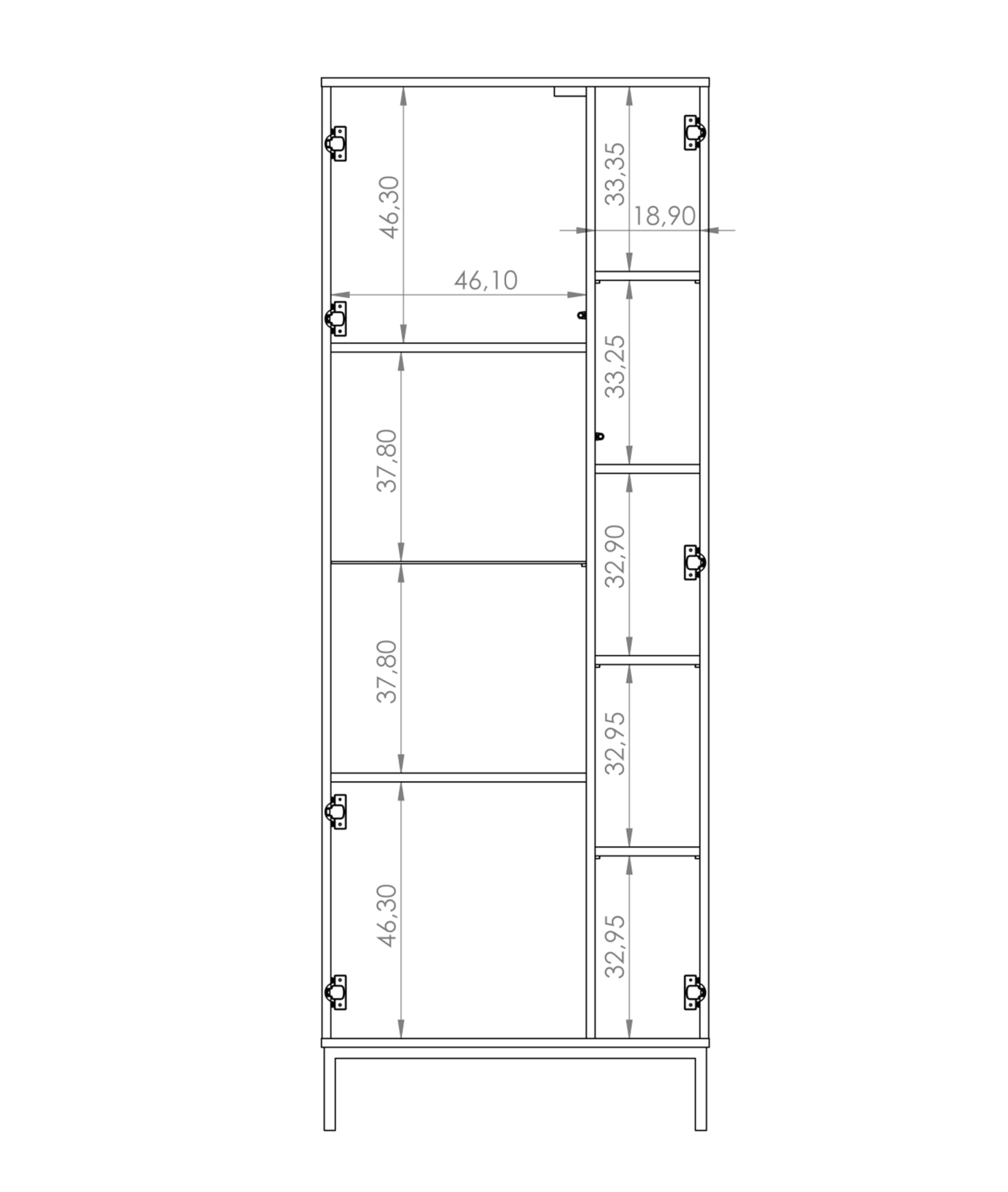 AXLIVING Vitrine Queba QT07 en Verre Noir 70 cm de Large 190 cm de Hauteur Meuble de Rangement pour Salon