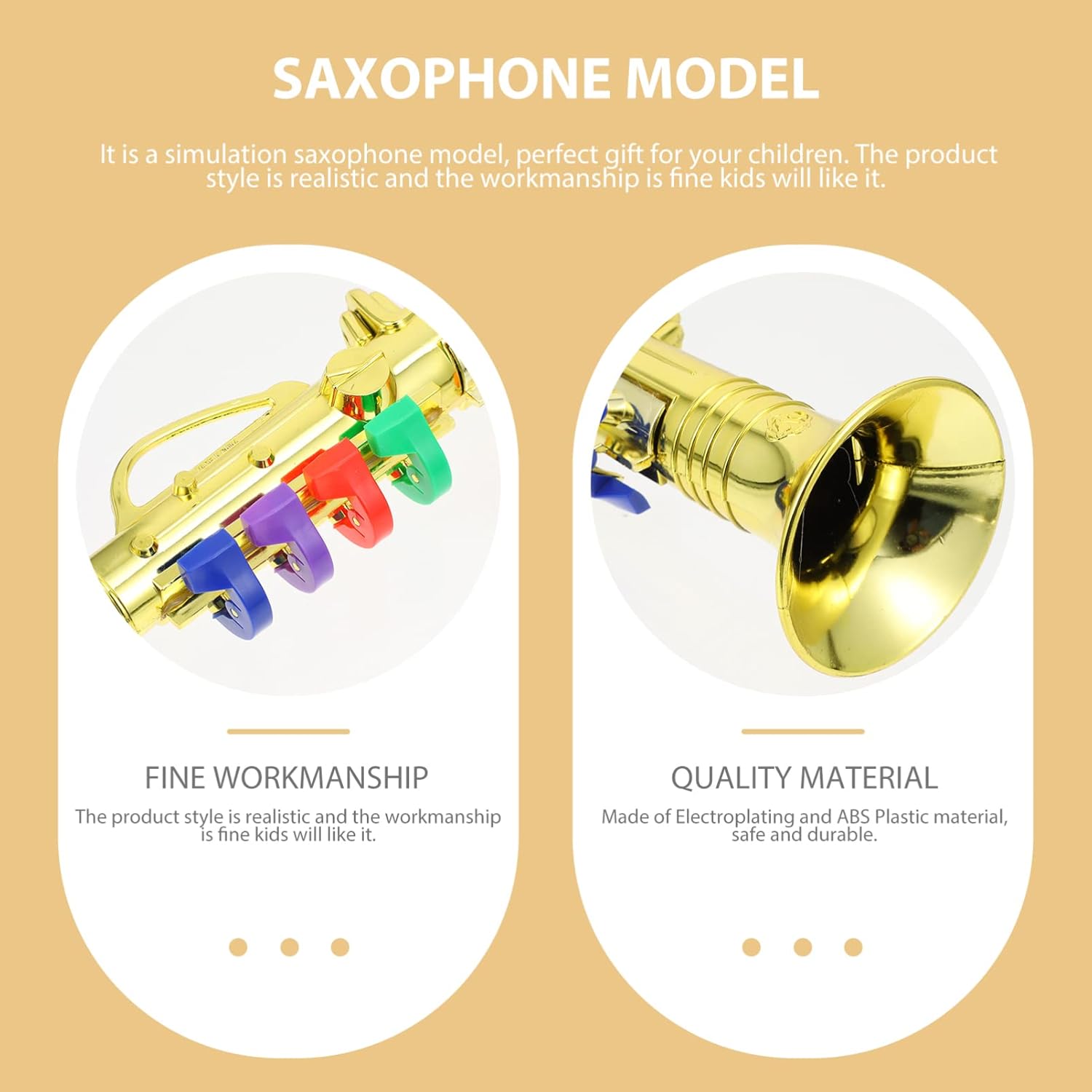 1Pc Kids Saxophone Toy 8 Notes Golden Coated Simulation Sax Model Plastic Wind Instrument Kids Plaything : Toys & Games