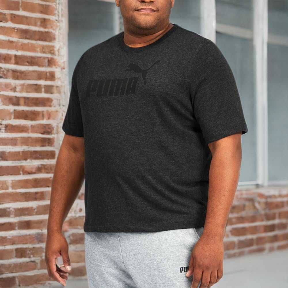 PUMA Men's Essentials Logo Tee, Grey, Standard Length, Classic Fit, Short Sleeve, Cotton 100%, T-Shirt, Sports, 586253-07