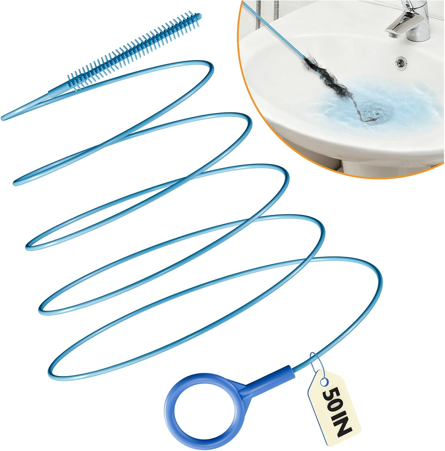 50 Inch Drain Snake Hair Drain Clog Remover Tool for Bathroom Sink – 4 Pack