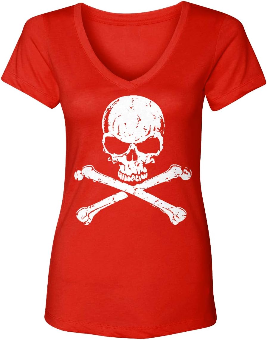 Tcombo Skull and Crossbones - Badass Women's V-Neck T-Shirt